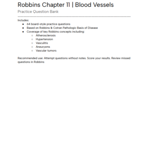Robbins Chapter 11 Question Bank - Blood Vessels