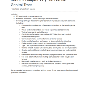 Robbins Chapter 22 Question Bank - The Female Genital Tract