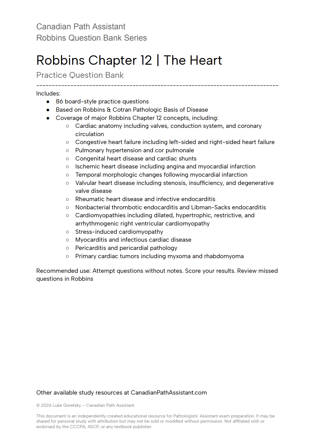 Robbins Chapter 12 Question Bank - The Heart