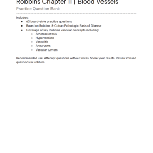 Robbins Chapter 11 Question Bank - Blood Vessels
