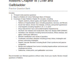 Robbins Chapter 18 Question Bank - Liver & Gallbladder