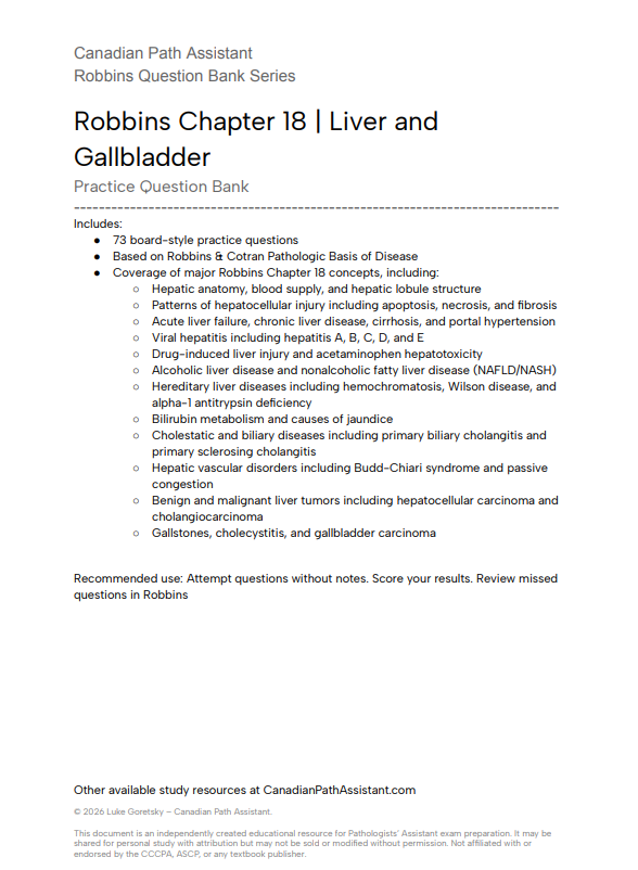 Robbins Chapter 18 Question Bank - Liver & Gallbladder